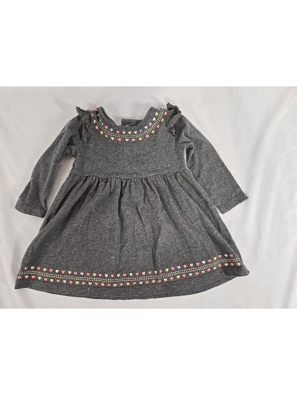 Carter's girls dress size 9 months charcoal with multicolored hearts